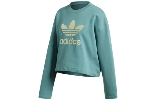 Adidas Originals Premium Crew Sweatshirts Women's Green Crew Neck Moderate Regular