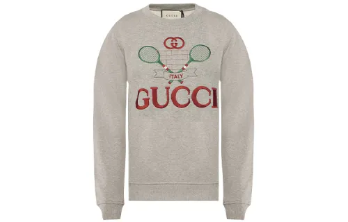 GUCCI Sweatshirts Women's Gray Crew Neck Moderate Regular