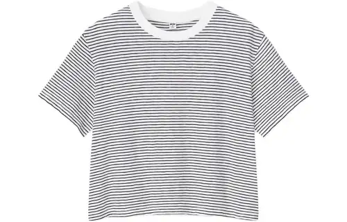 UNIQLO T Shirts Women's Ivory Crew Neck Moderate Straight Fit