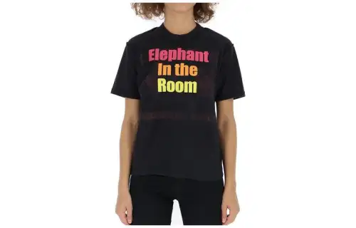 Vetements T Shirts Women's Black Crew Neck Thin Straight Fit