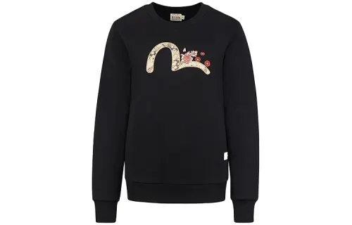 EVISU Sweatshirts Women's Black Crew Neck Moderate Heavyweight