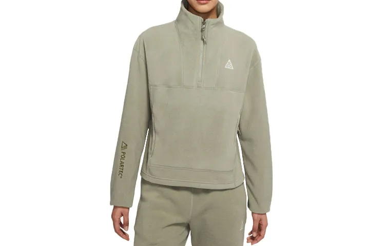 Nike Sweatshirts Women's Green Stand Collar Moderate