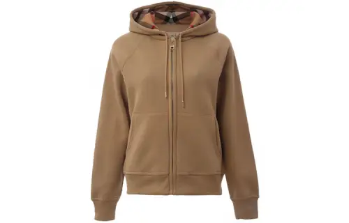 Burberry Jacket Style Fleece Lined Sweatshirt Coat Women's Khaki