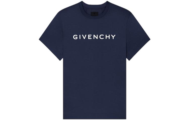 Женская футболка Givenchy Logo (темно-синяя)