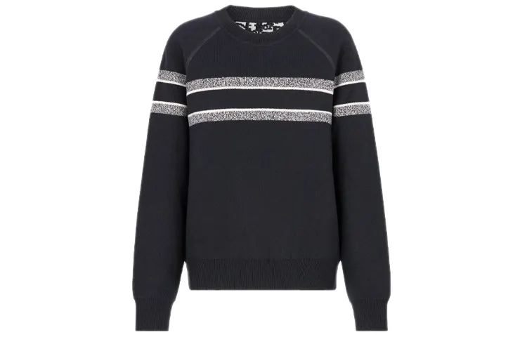 DIOR Quarterly New Products Cashmere Sweaters Women's Blue Crew Neck Moderate