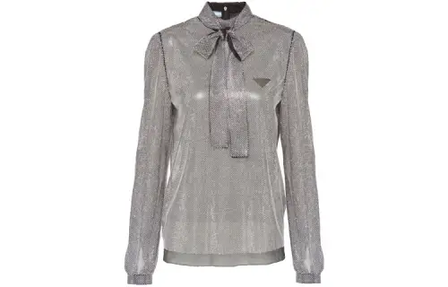 PRADA Chiffon Shirts Women's Silver Moderate