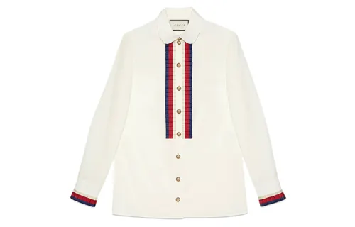 GUCCI Shirts Women's White Lapel Moderate Shirt