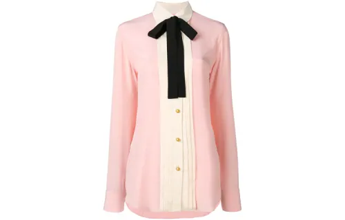 GUCCI Shirts Women's Pink Scarf Collar Moderate Shirt