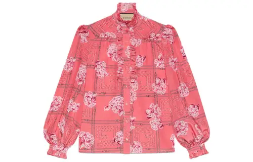 GUCCI Shirts Women's Pink Ribbon Collar Moderate Other