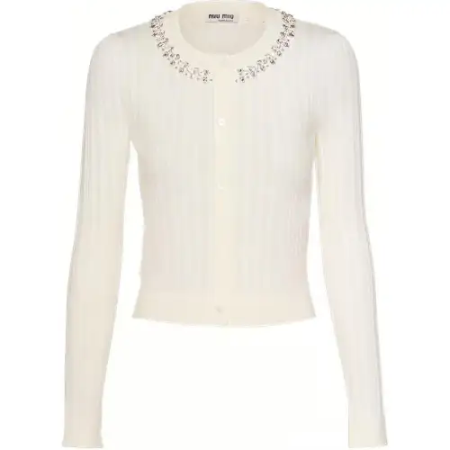 MIU MIU SS22 Slim Fit Knitwear Women's White