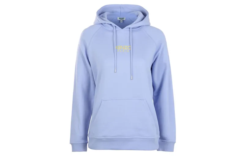 KENZO Letter Logo Sweatshirts Women's Light Blue Hooded Thickened Regular