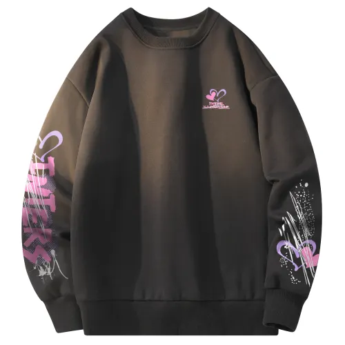 Football long-sleeve with letters with a round collar, sweatshirt for men and women, American style, oversize
