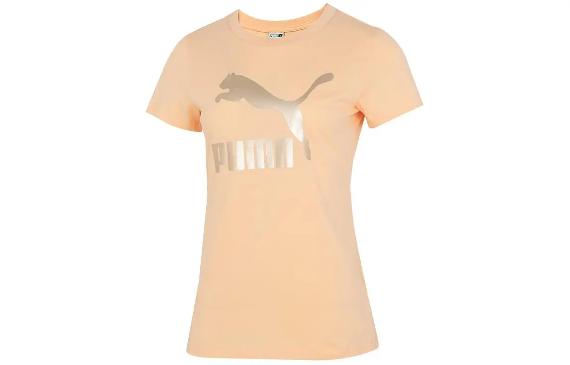 PUMA T-Shirts Women's Yellow Crew Neck Moderate Straight Fit