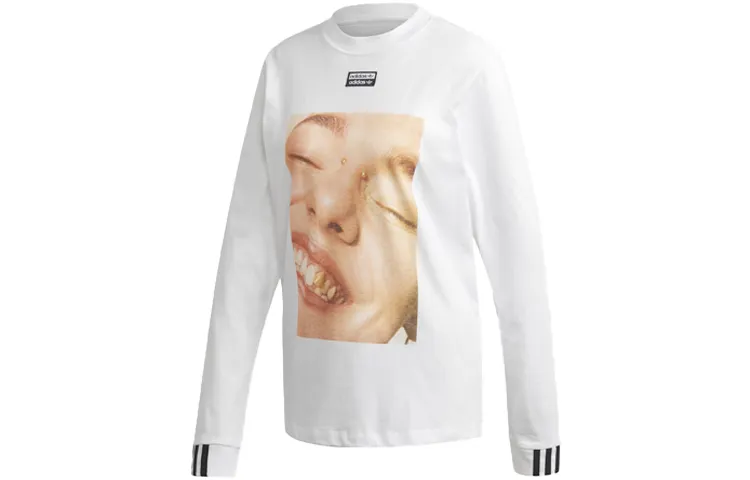 Adidas Originals T-Shirts Women's White Crew Neck Moderate Straight Fit
