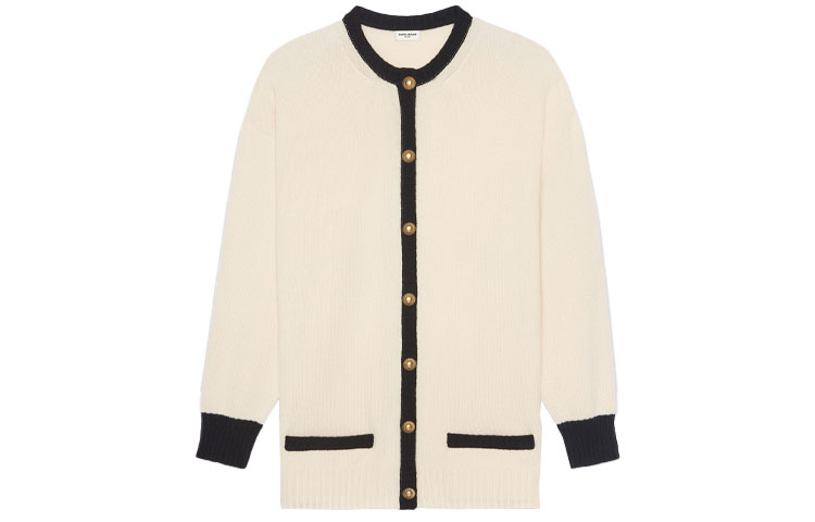 SAINT LAURENT Cashmere Sweaters Women's Natural Crew Neck Moderate