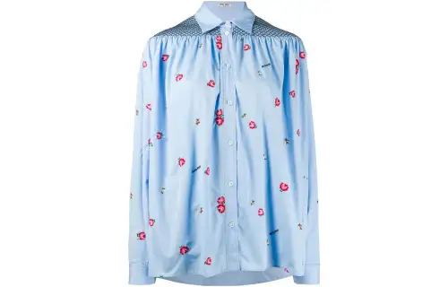 MIU MIU Shirts Women's Blue Lapel Moderate