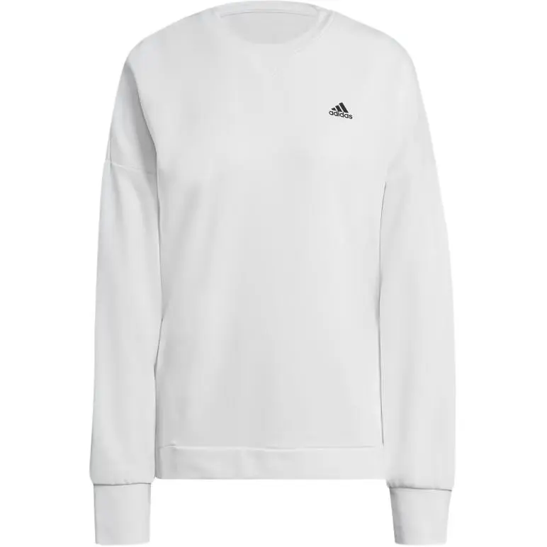 Adidas Sweatshirts Women's Bright White Crew Neck Moderate Straight Fit