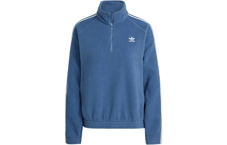 Adidas Originals Fleece Hz Sweatshirts Women's Blue Stand Collar Moderate Regular