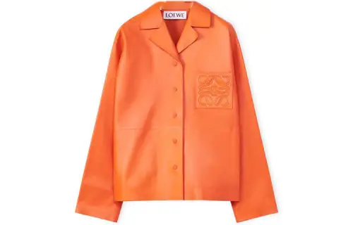 LOEWE Logo Embossed Leather Jacket