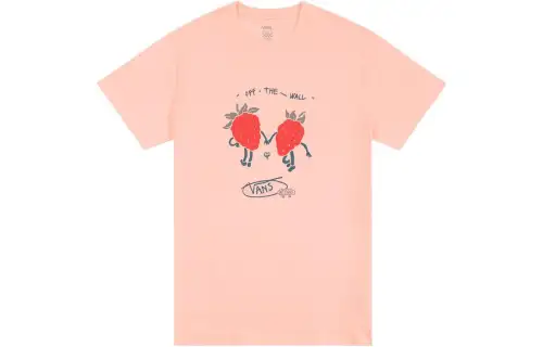 Vans T Shirts Women's Flesh Pink Crew Neck Moderate Straight Fit