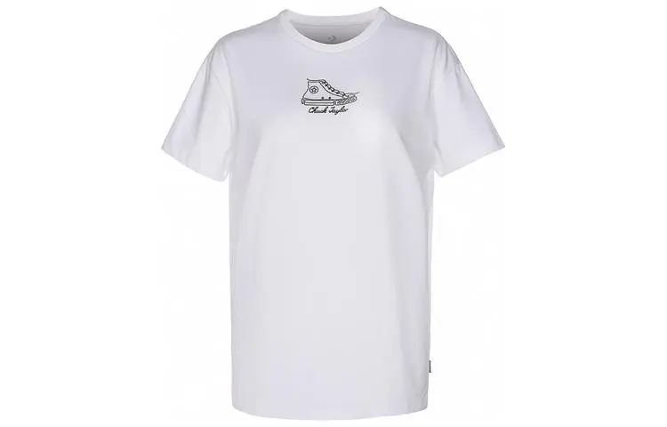 Converse T-Shirts Women's White Crew Neck Moderate Straight Fit