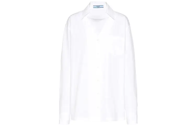PRADA Shirts Women's White V Neck Moderate Shirt
