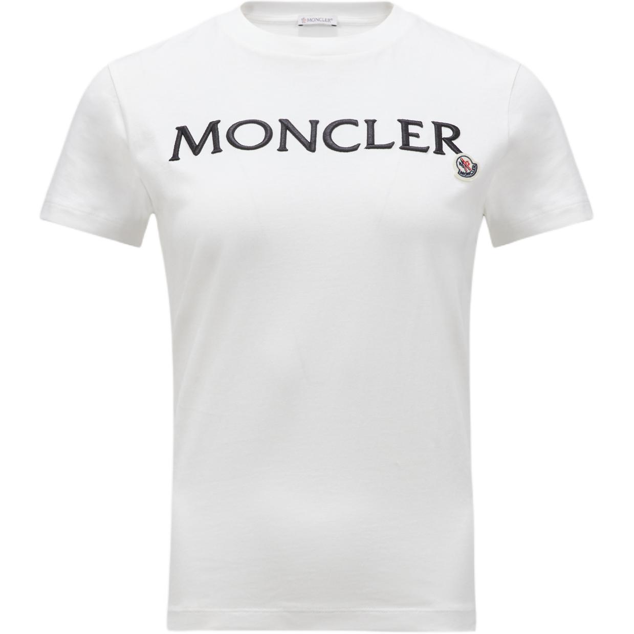 Женская футболка Moncler с вышивкой (белая)
