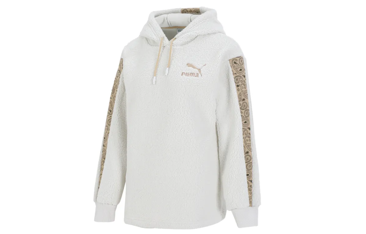 PUMA Sweatshirts Women's Ecru Hooded Moderate Regular