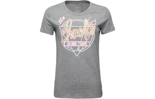 Converse T Shirts Women's Gray Crew Neck Moderate Straight Fit