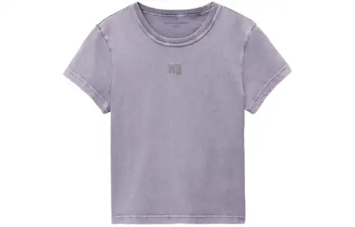 Alexander wang distressed cotton jersey logo short-sleeved SS24 regular T-shirt women's lavender pink