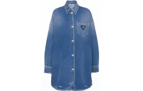 Prada triangle-logo denim shirt