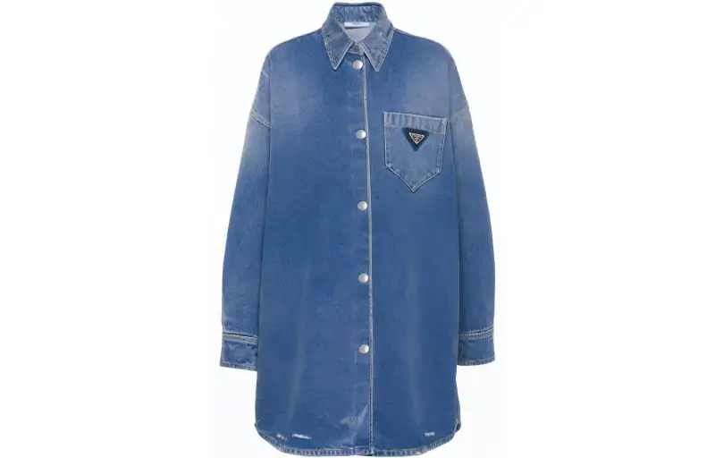 Prada triangle-logo denim shirt