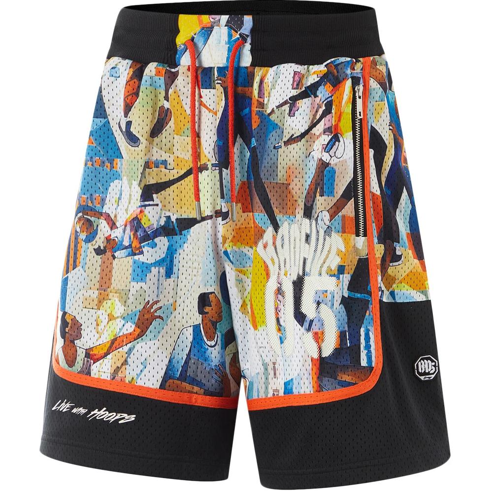 Li Ning Basketball Collection Basketball Shorts Men’s Multicolor Photo Print On Black