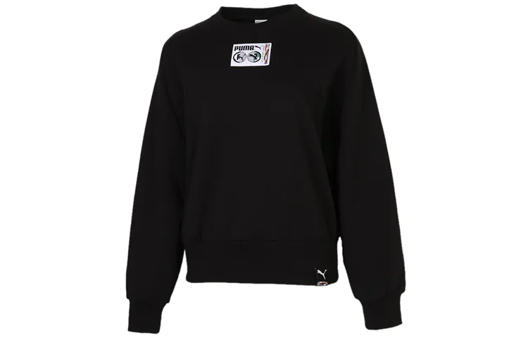 PUMA Sweatshirts Women's Black Crew Neck Moderate Regular