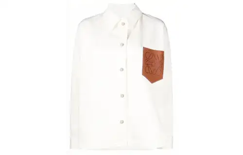 LOEWE Shirts Women's White Square Collar Moderate Shirt