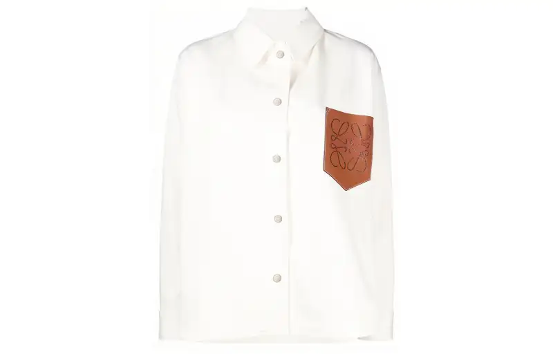 LOEWE Shirts Women's White Square Collar Moderate Shirt