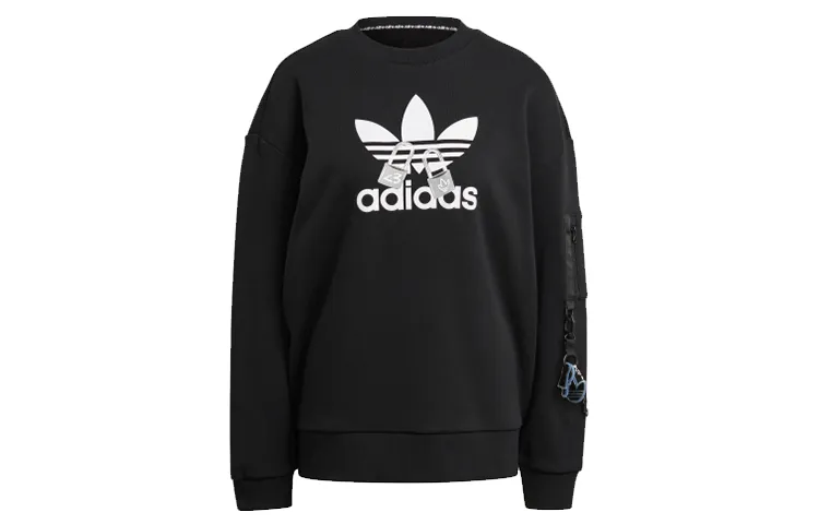 Adidas Originals Sweatshirts Women's Black Crew Neck Moderate Regular