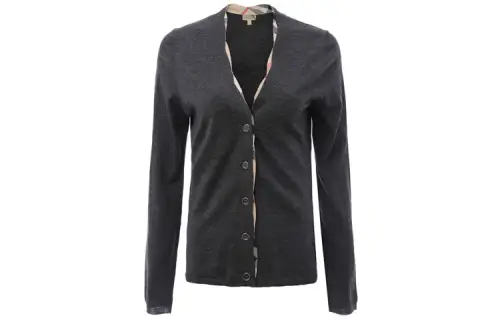 Burberry Knitwear Women's Dark Gray V Neck Moderate Cardigan