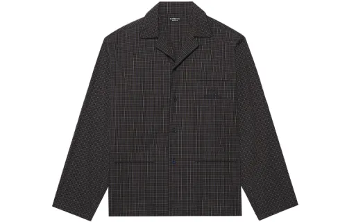 Balenciaga Mirco Tartan Oversized Shirt 'Dark Navy/Khaki'