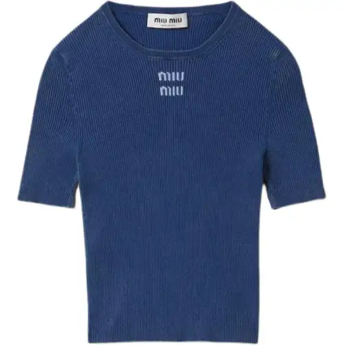 MIU MIU Knitwear Women's Blue Crew Neck Moderate Other