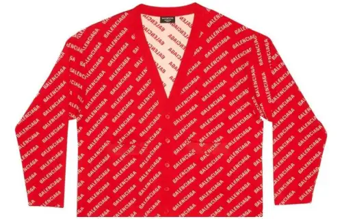 Balenciaga All Over Logo Cardigan 'Red/White'