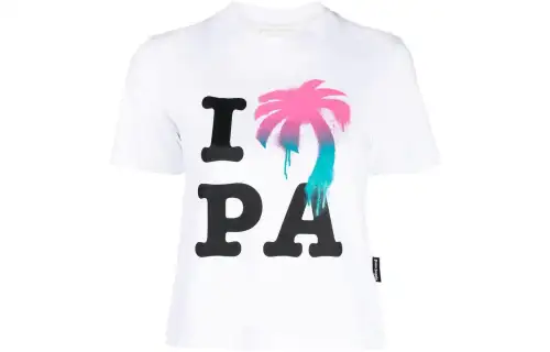 PALM ANGELS T Shirts Women's White Crew Neck Moderate Straight Fit