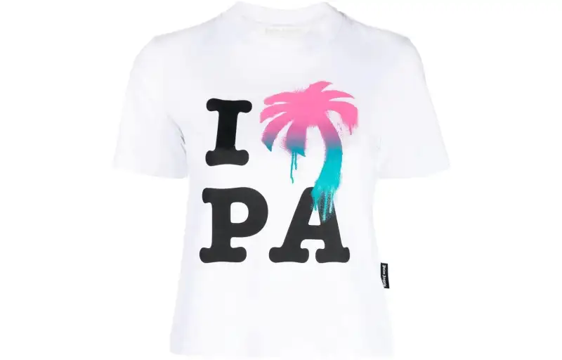 PALM ANGELS T Shirts Women's White Crew Neck Moderate Straight Fit