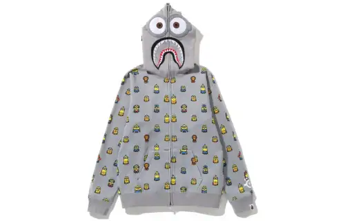 A BATHING APE X Minions Shark Full Zip Hoodie White