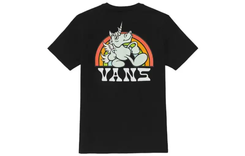 Vans T Shirts Women's Black Crew Neck Moderate Straight Fit
