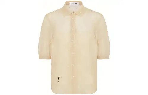 DIOR Quarterly New Products Shirts Women's Ecru Square Collar Moderate Shirt