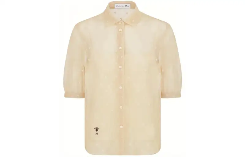 DIOR Quarterly New Products Shirts Women's Ecru Square Collar Moderate Shirt
