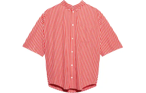 Balenciaga Shirts Women's Orange Red Pointed Collar Moderate Shirt