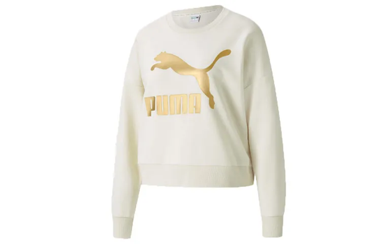 PUMA Sweatshirts Women's Ivory White Crew Neck Moderate Regular