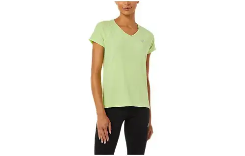 Asics V Neck Short Sleeve Top T Shirt Women's Lime Green